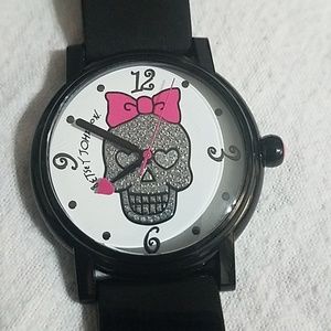 Betsey Johnson Rhinestone Skull Watch